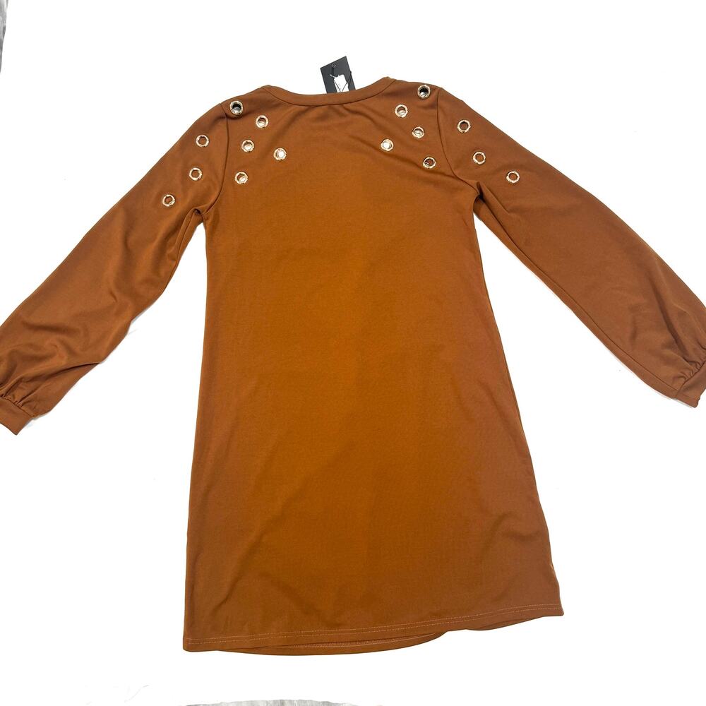 NWT Pantora Women’s Diane Grommet Mini Dress in Brown